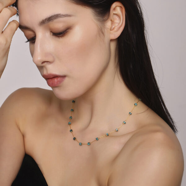 Handmade Blue-Green Natural Stone Necklace Bracelet - Image 4
