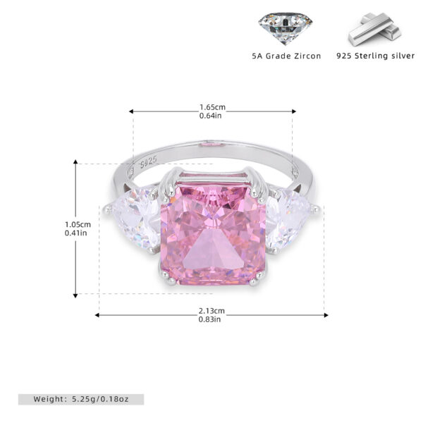 925 Silver and Rose Gold Pink Moissanite and White Diamond Solitaire Engagement Ring For Women Birthstone - Image 8