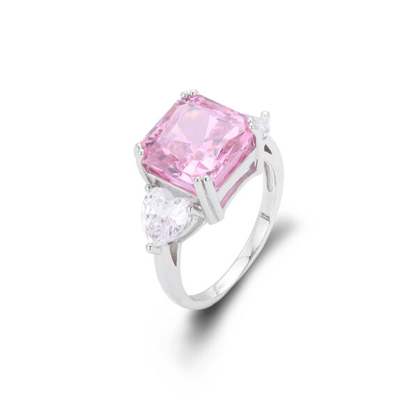 925 Silver and Rose Gold Pink Moissanite and White Diamond Solitaire Engagement Ring For Women Birthstone