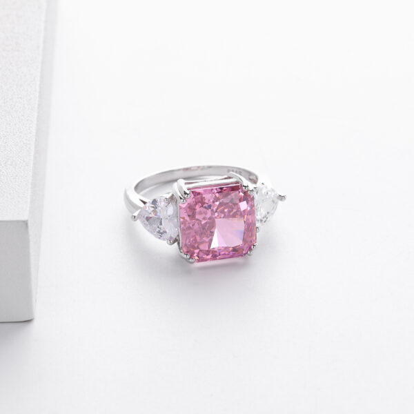 925 Silver and Rose Gold Pink Moissanite and White Diamond Solitaire Engagement Ring For Women Birthstone - Image 5
