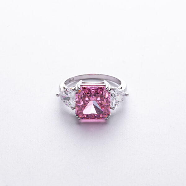 925 Silver and Rose Gold Pink Moissanite and White Diamond Solitaire Engagement Ring For Women Birthstone - Image 7