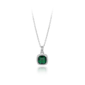 925 Sterling Silver Emerald Birthstone Necklace for Women Gemstone Pendant Necklaces