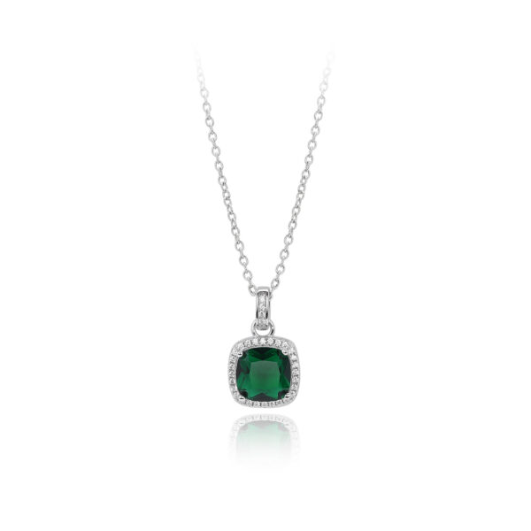 925 Sterling Silver Emerald Birthstone Necklace for Women Gemstone Pendant Necklaces