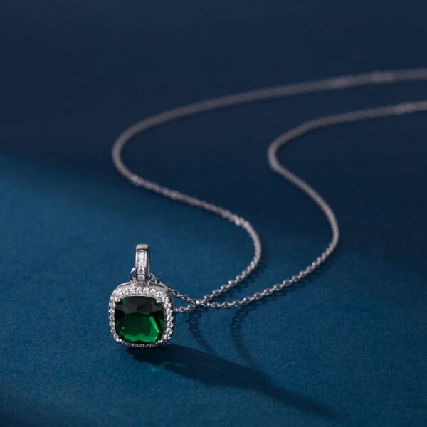 925 Sterling Silver Emerald Birthstone Necklace for Women Gemstone Pendant Necklaces - Image 6