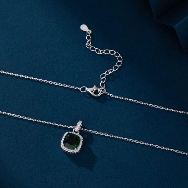 925 Sterling Silver Emerald Birthstone Necklace for Women Gemstone Pendant Necklaces - Image 5