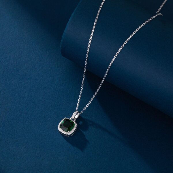 925 Sterling Silver Emerald Birthstone Necklace for Women Gemstone Pendant Necklaces - Image 4