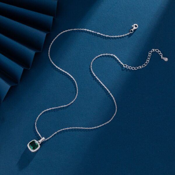 925 Sterling Silver Emerald Birthstone Necklace for Women Gemstone Pendant Necklaces - Image 7