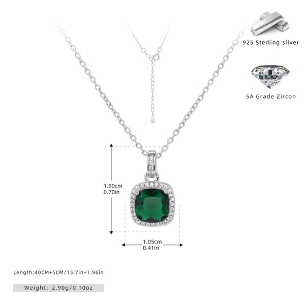 925 Sterling Silver Emerald Birthstone Necklace for Women Gemstone Pendant Necklaces - Image 2