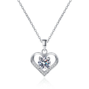 Heart Pendent Necklaces for Women Moissanite Necklace Anniversary Birthday Gifts for Her Wife Girlfriend Mom 925 Silver Jewelry