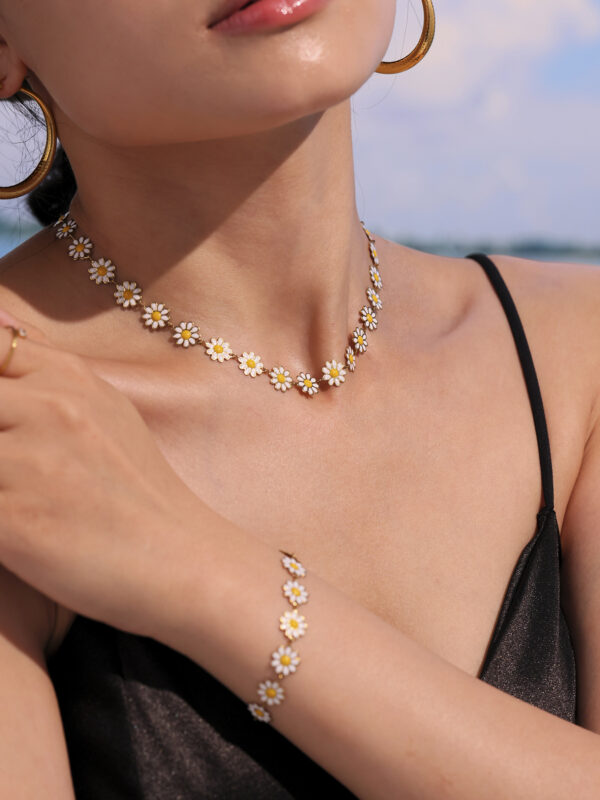Little Daisy Flower Sunflower Necklace Bracelet Foot Chain for Women - Image 2