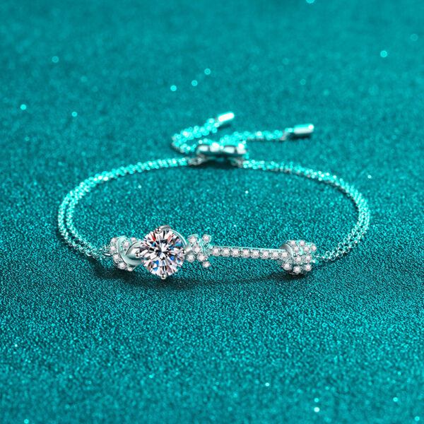 Moissanite Bracelet for Women - 18K White Gold Plated Silver Double Safety Clasp Hypoallergenic Bracelets - Image 6