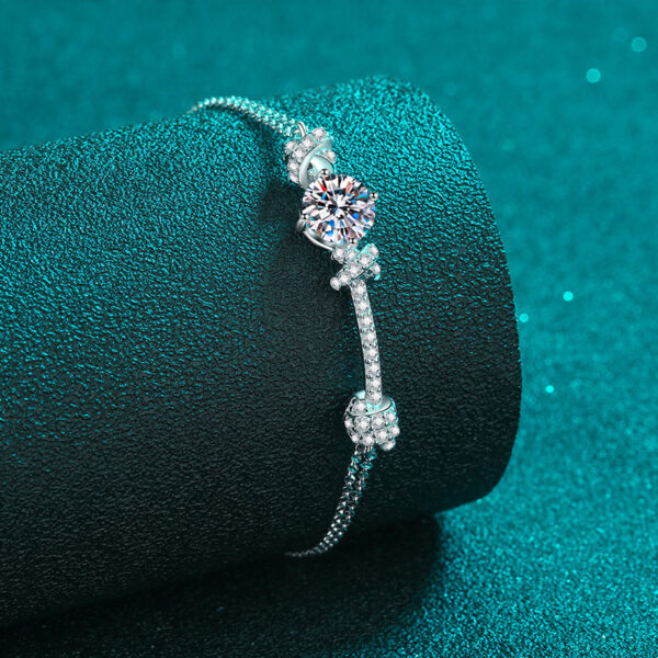 Moissanite Bracelet for Women - 18K White Gold Plated Silver Double Safety Clasp Hypoallergenic Bracelets - Image 5