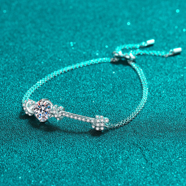 Moissanite Bracelet for Women - 18K White Gold Plated Silver Double Safety Clasp Hypoallergenic Bracelets - Image 4