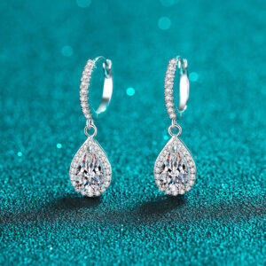 Water Droplet Moissanite Earrings for Women Solid 925 Sterling Silver Jewelry