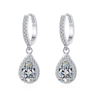 Water Droplet Moissanite Earrings for Women Solid 925 Sterling Silver Jewelry