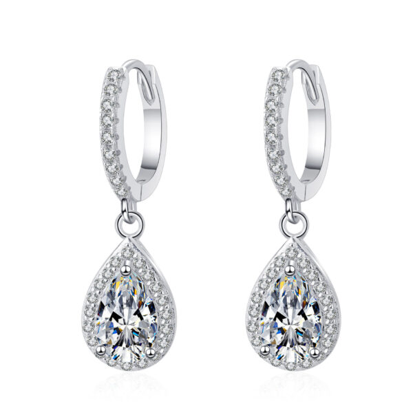 Water Droplet Moissanite Earrings for Women Solid 925 Sterling Silver Jewelry