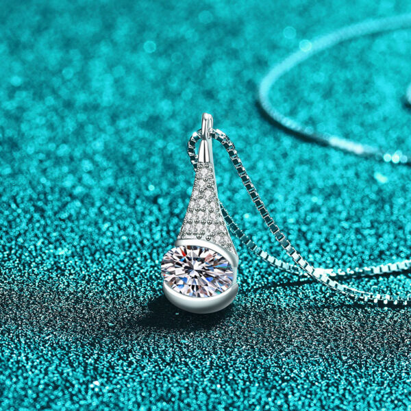 Moissanite Necklace for Women 925 Sterling Silver Teardrop Pendant Necklaces Jewelry Valentine Wedding Birthday Gifts for Her Wife Mom - Image 6