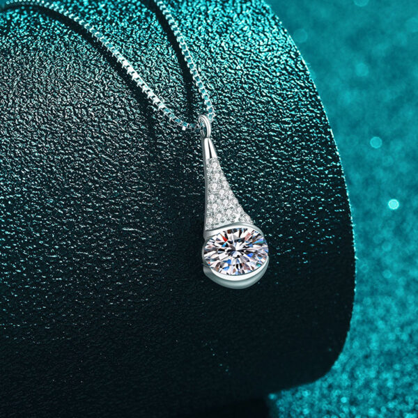 Moissanite Necklace for Women 925 Sterling Silver Teardrop Pendant Necklaces Jewelry Valentine Wedding Birthday Gifts for Her Wife Mom - Image 5