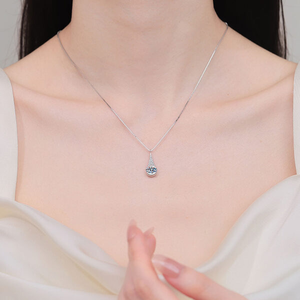Moissanite Necklace for Women 925 Sterling Silver Teardrop Pendant Necklaces Jewelry Valentine Wedding Birthday Gifts for Her Wife Mom - Image 4