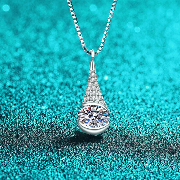 Moissanite Necklace for Women 925 Sterling Silver Teardrop Pendant Necklaces Jewelry Valentine Wedding Birthday Gifts for Her Wife Mom - Image 3