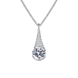 Moissanite Necklace for Women 925 Sterling Silver Teardrop Pendant Necklaces Jewelry Valentine Wedding Birthday Gifts for Her Wife Mom