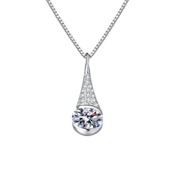 Moissanite Necklace for Women 925 Sterling Silver Teardrop Pendant Necklaces Jewelry Valentine Wedding Birthday Gifts for Her Wife Mom