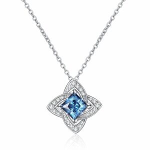 Moissanite Pendant Necklace 18K White Gold Silver Plated Necklace Valentine's Day Gift for Girlfriend Ladies Wife