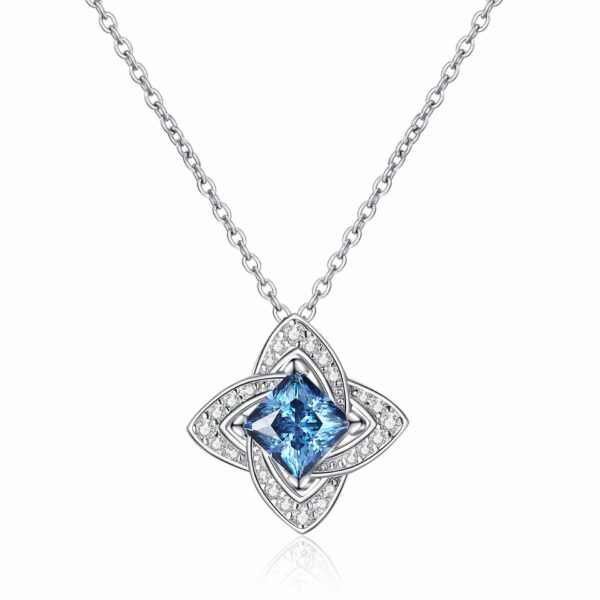 Moissanite Pendant Necklace 18K White Gold Silver Plated Necklace Valentine's Day Gift for Girlfriend Ladies Wife