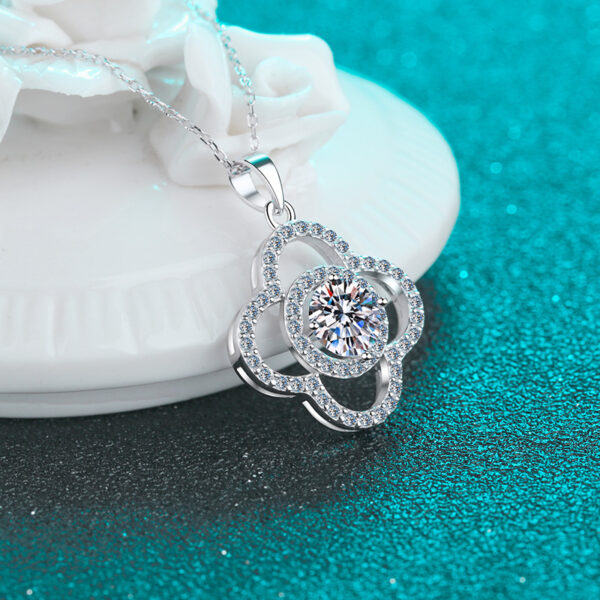 Moissanite Pendant Necklace White Gold Silver Diamond Necklace Valentine's Day Gift for Girlfriend Ladies Wife - Image 5