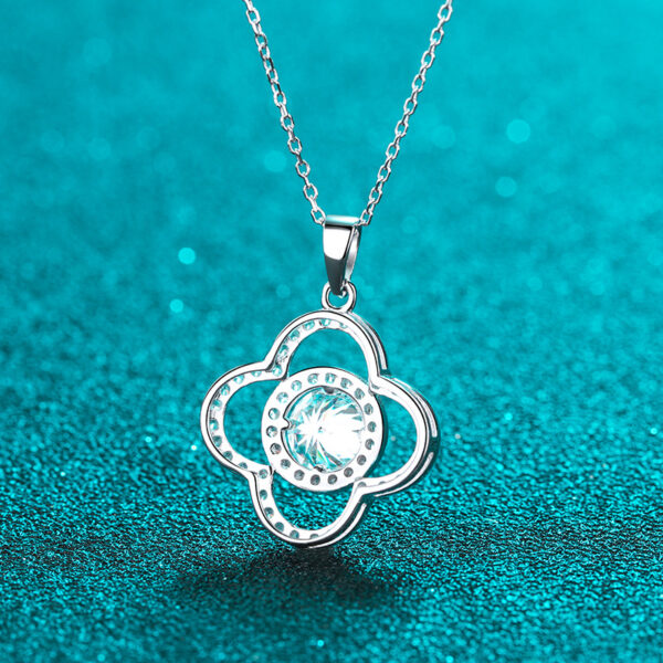 Moissanite Pendant Necklace White Gold Silver Diamond Necklace Valentine's Day Gift for Girlfriend Ladies Wife - Image 4