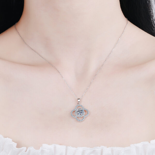 Moissanite Pendant Necklace White Gold Silver Diamond Necklace Valentine's Day Gift for Girlfriend Ladies Wife - Image 3
