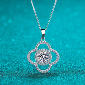 Moissanite Pendant Necklace White Gold Silver Diamond Necklace Valentine's Day Gift for Girlfriend Ladies Wife