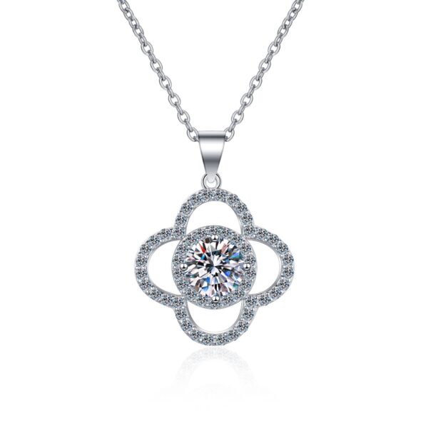 Moissanite Pendant Necklace White Gold Silver Diamond Necklace Valentine's Day Gift for Girlfriend Ladies Wife