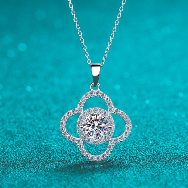 Moissanite Pendant Necklace White Gold Silver Diamond Necklace Valentine's Day Gift for Girlfriend Ladies Wife - Image 2