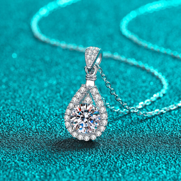 Moissanite Waterdrop Shaped Pendant Necklace Sterling Silver The Best Gift for Wife Girlfriend Mother and Daughter - Image 5