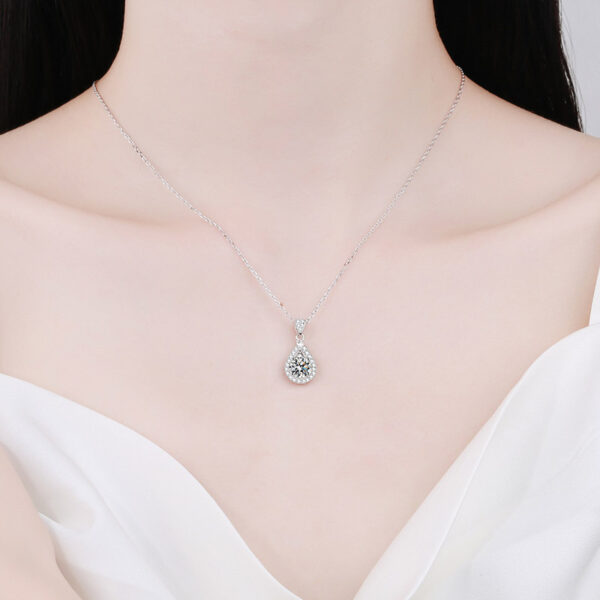 Moissanite Waterdrop Shaped Pendant Necklace Sterling Silver The Best Gift for Wife Girlfriend Mother and Daughter - Image 3