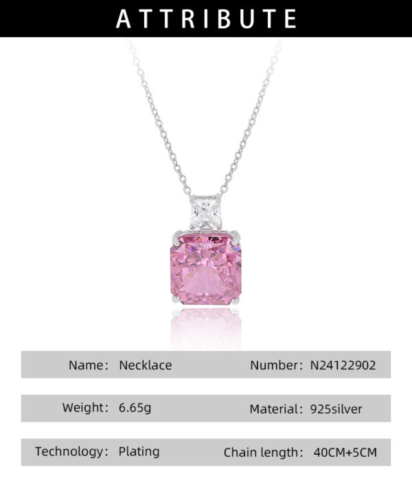 Pink Moissanite Diamond Necklace for Women 925 Sterling Silver Pendant White Gold Jewelry Gifts - Image 9