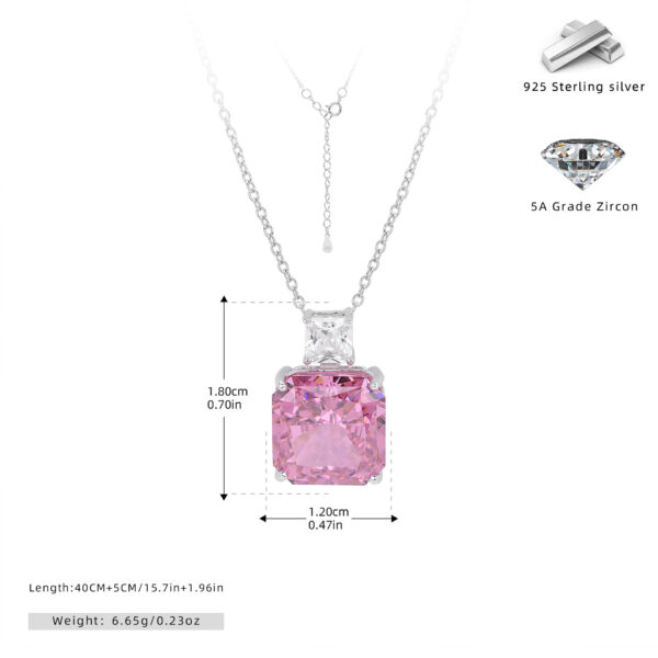 Pink Moissanite Diamond Necklace for Women 925 Sterling Silver Pendant White Gold Jewelry Gifts - Image 8