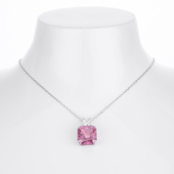 Pink Moissanite Diamond Necklace for Women 925 Sterling Silver Pendant White Gold Jewelry Gifts - Image 3