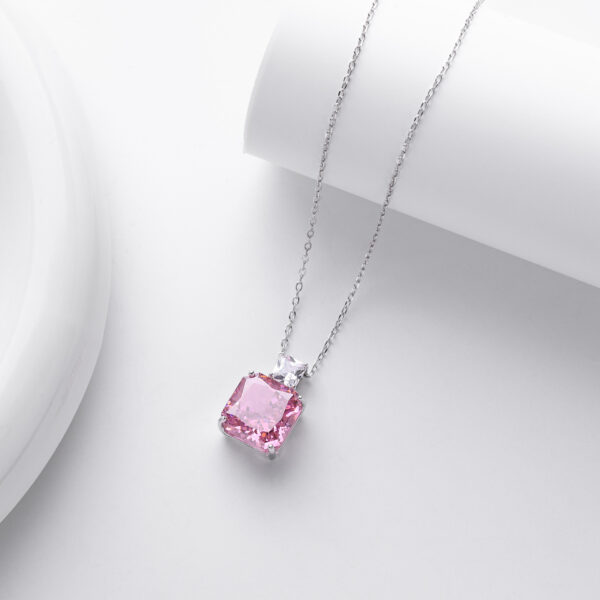 Pink Moissanite Diamond Necklace for Women 925 Sterling Silver Pendant White Gold Jewelry Gifts - Image 5