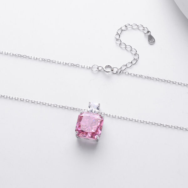 Pink Moissanite Diamond Necklace for Women 925 Sterling Silver Pendant White Gold Jewelry Gifts - Image 7