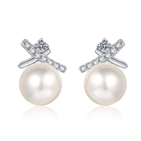 Sterling Silver Pearl Drop Earrings Pearl Hoop Earrings Moissanite Jewelry Gifts for Women