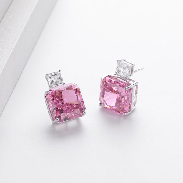 Women's  Earrings Sterling Silver Earrings Princess Brilliant Cut Birthstone Jewelry